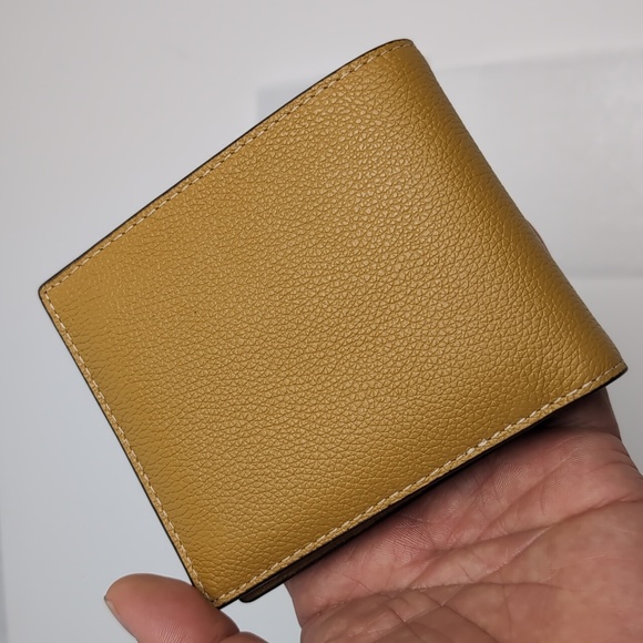 Coach 74991 Men's Compact ID Calf Bifold Wallet Gunmetal/Flax - Picture 4 of 12